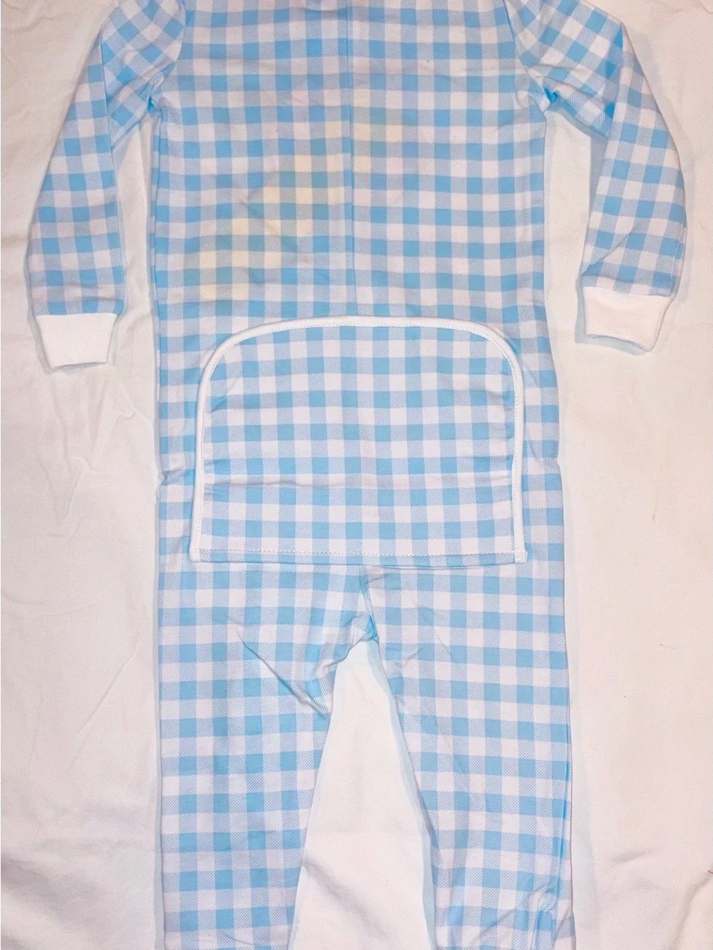 Classic Whimsy blue check footed sleeper with Bunny applique sz 18 mo NWT